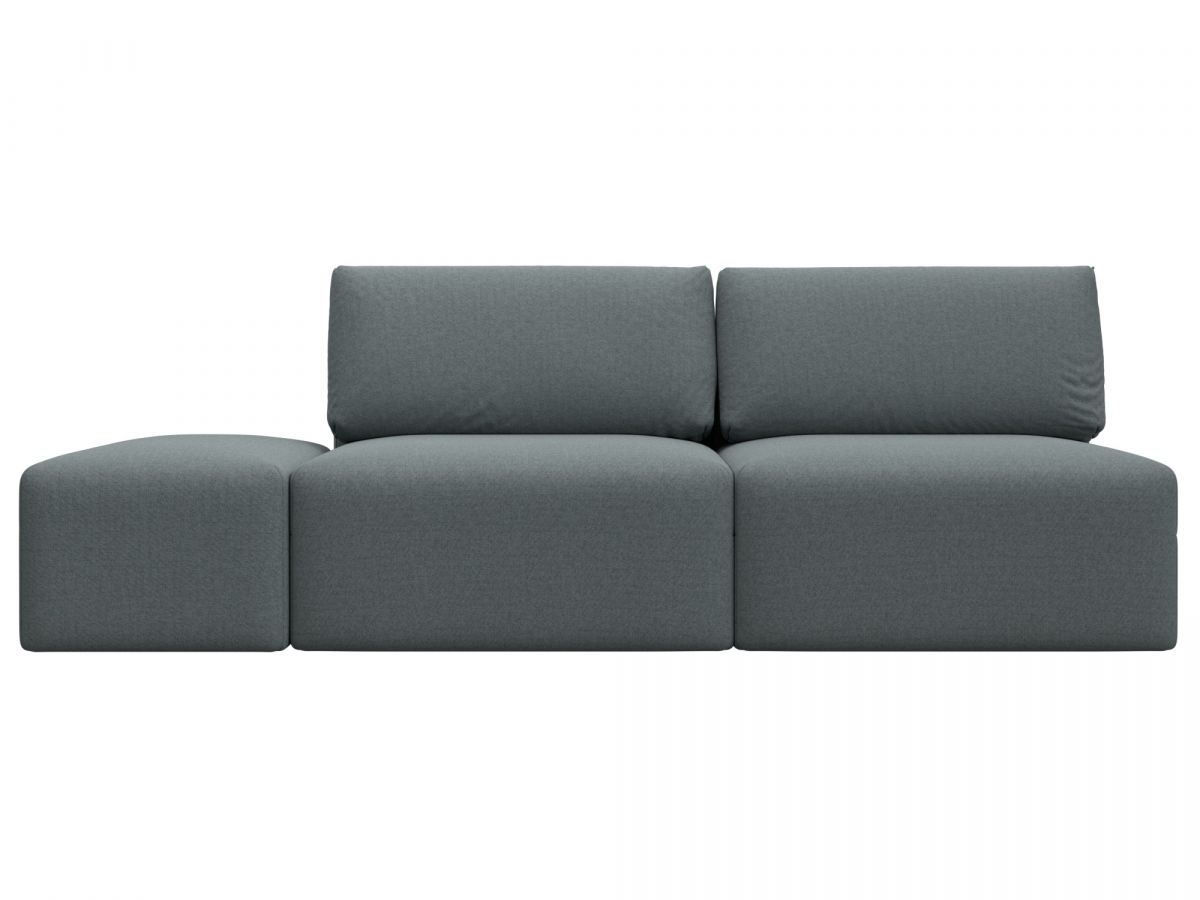 129676 Диван прямой модульный с пуфом Лига-060 НПБ | рогожка | амур 07 серый