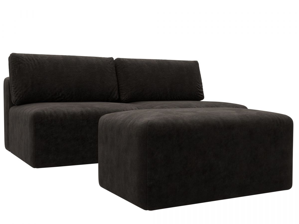 129673 Диван прямой модульный с пуфом Лига-060 НПБ | велюр | brut 17 коричневый