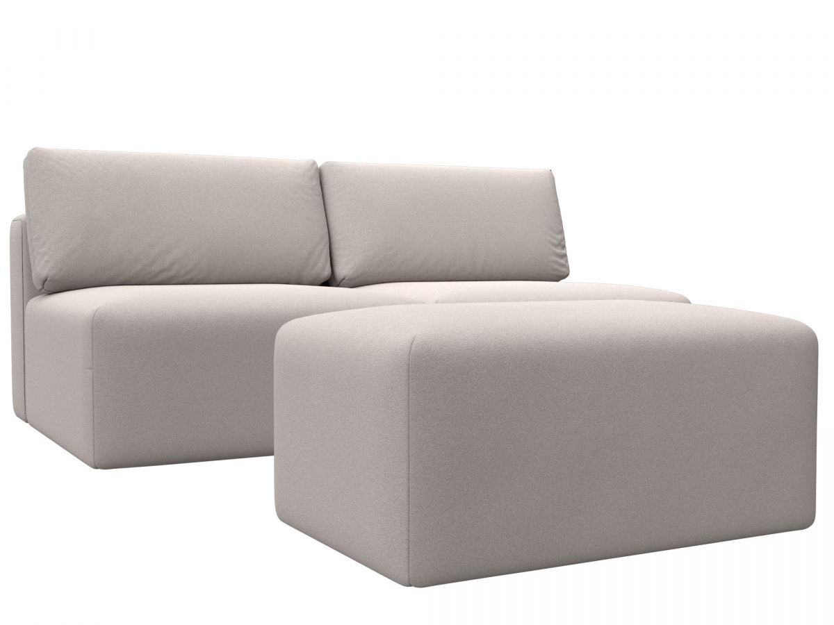 129668 Диван прямой модульный с пуфом Лига-060 НПБ | замша | joly 05 бежевый