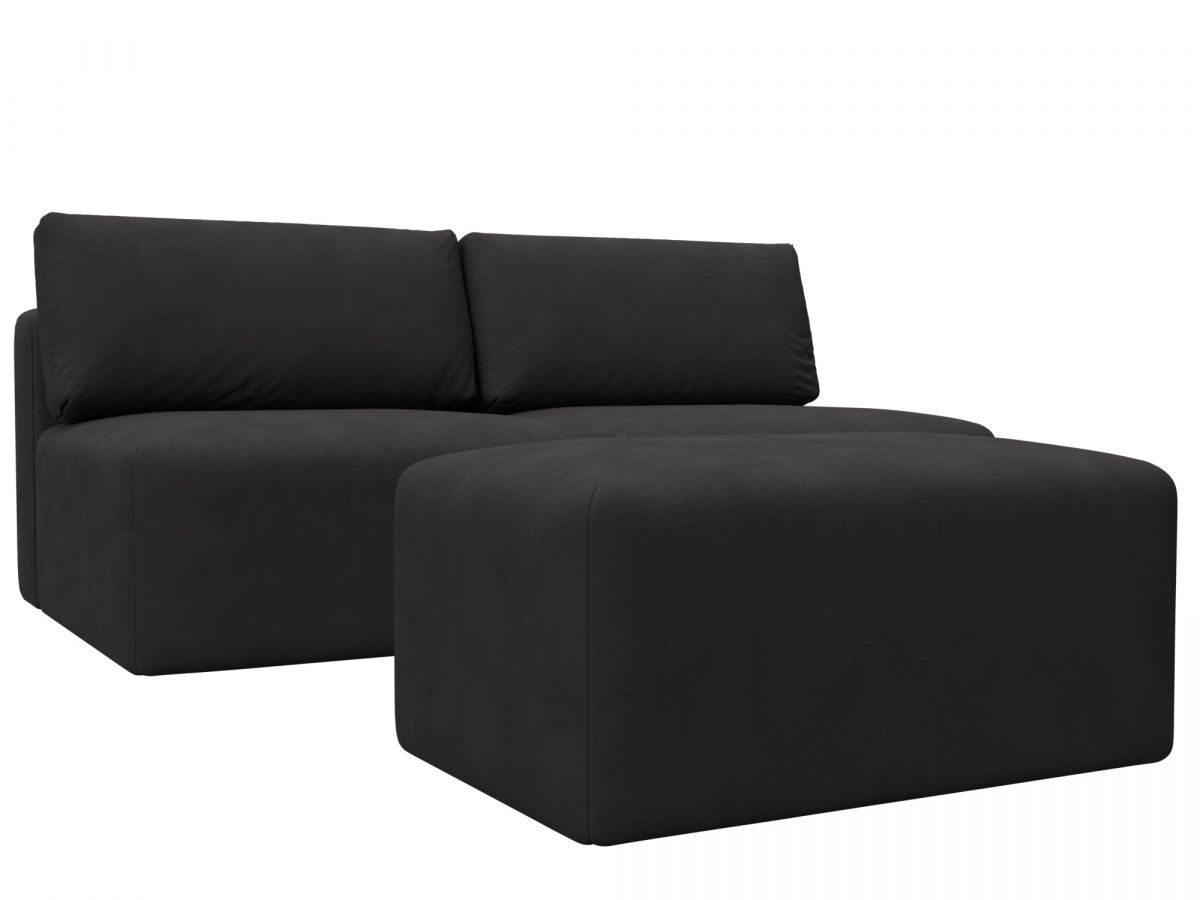 129666 Диван прямой модульный с пуфом Лига-060 НПБ | замша | joly 08 коричневый