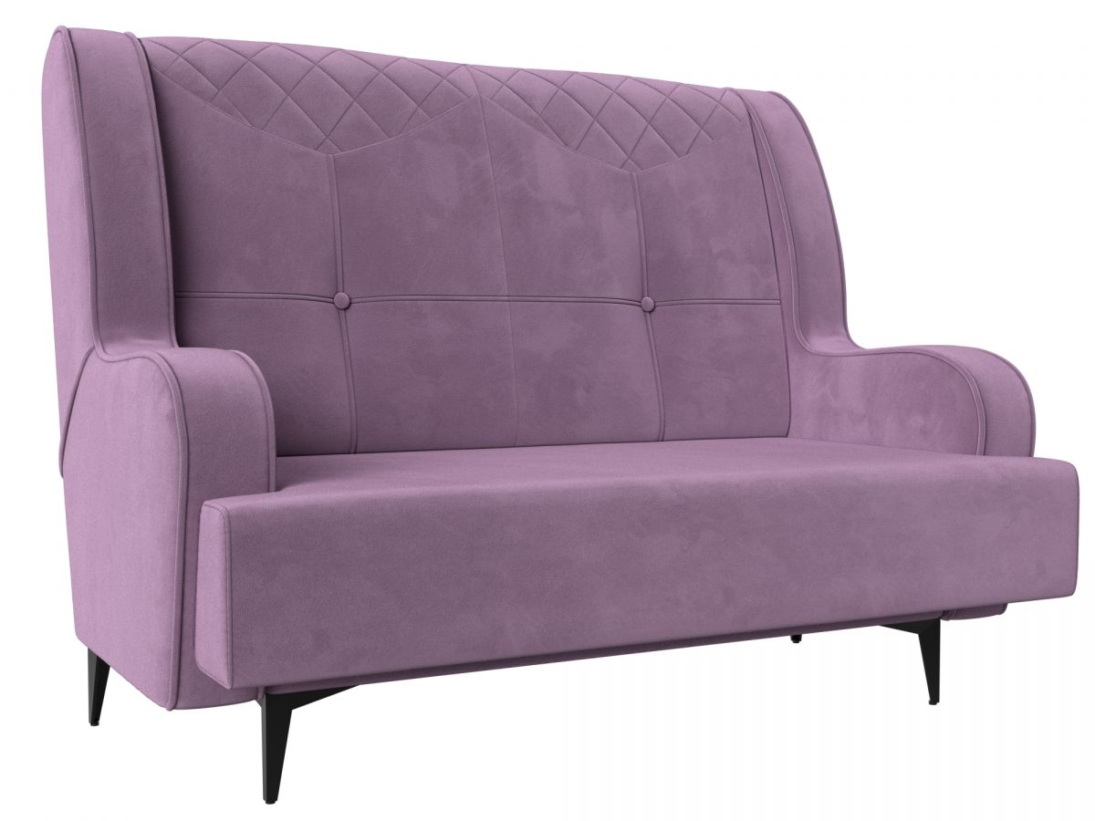 113177 Диван прямой Неаполь 2-х местный | микровельвет | сиреневый