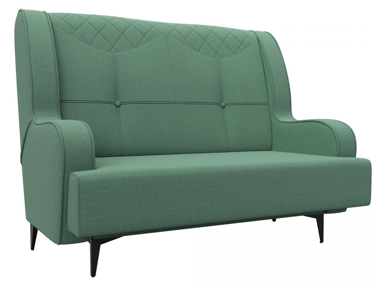 123360 Диван прямой Неаполь 2-х местный | рогожка | амур зеленый
