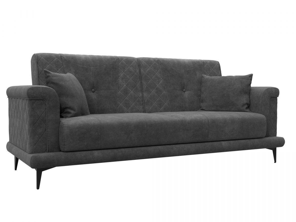 126897 Диван прямой Неаполь | велюр | brut 16 темно-серый
