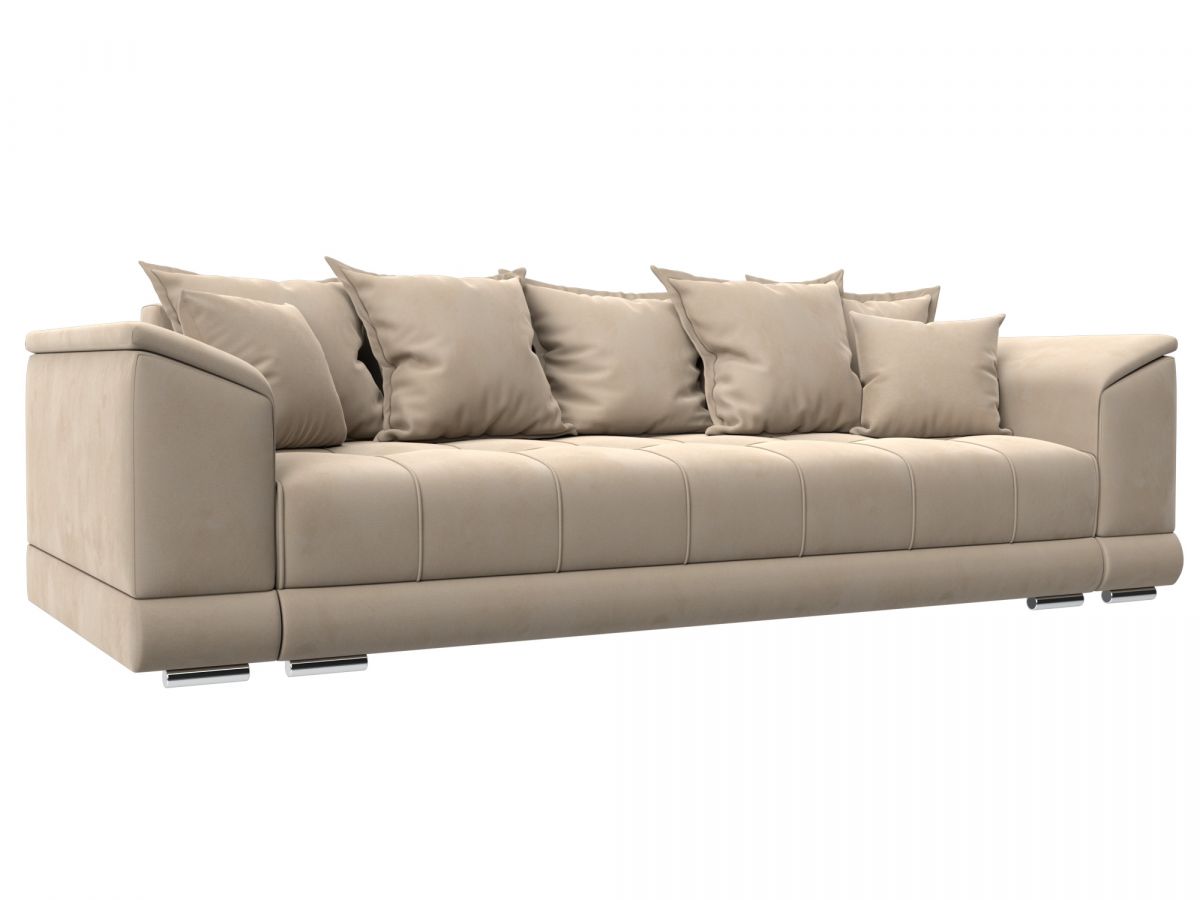 129449 Диван прямой НордСтар НПБ | велюр | seven 729 бежевый