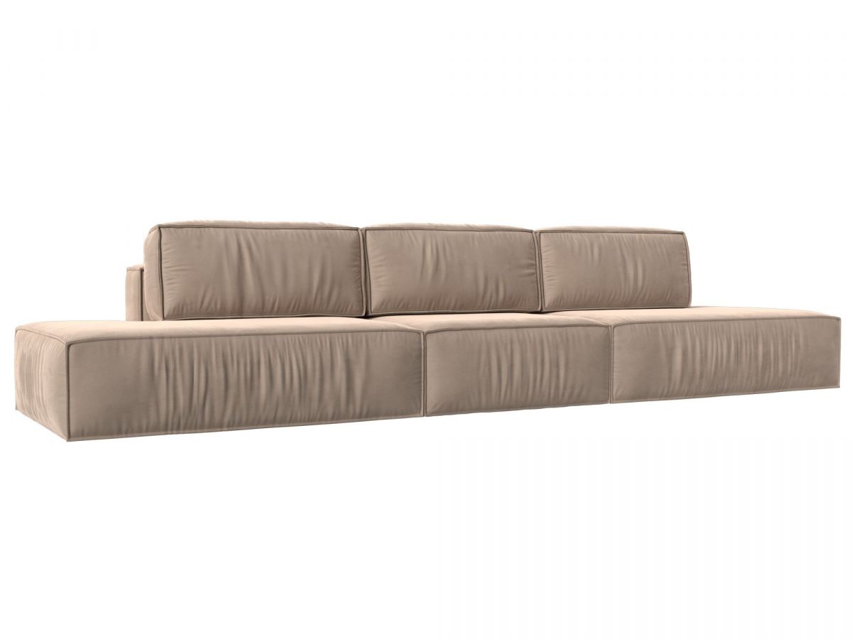 116660 Диван прямой Прага лофт лонг | велюр | бежевый