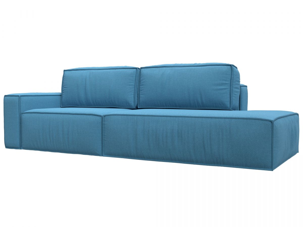 125057L Диван прямой Прага Модерн подлокотник слева | рогожка | амур голубой