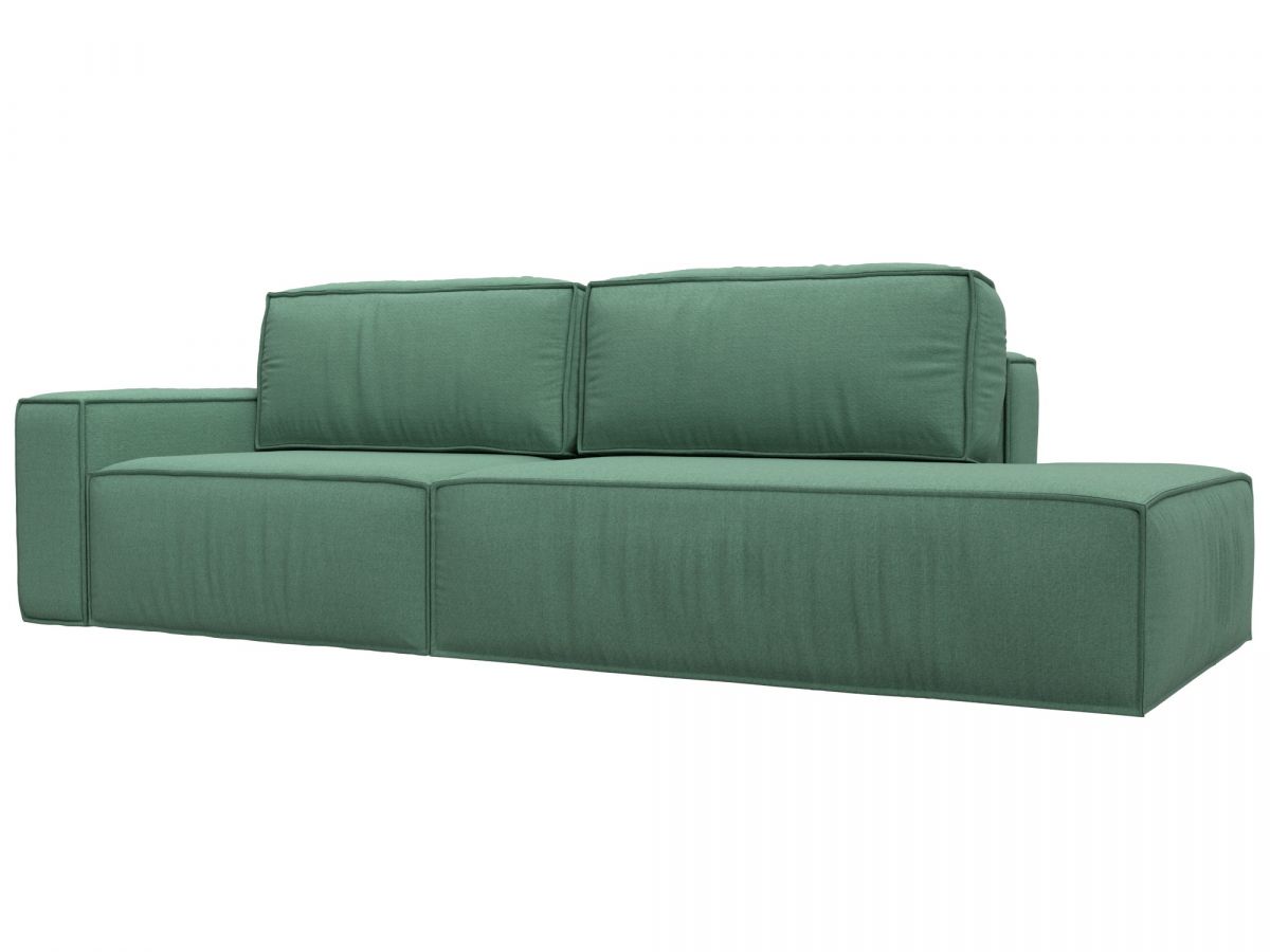 124365L Диван прямой Прага Модерн подлокотник слева | рогожка | амур зеленый