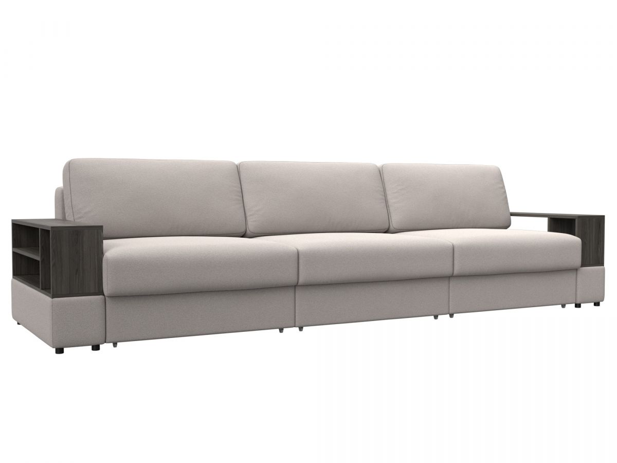 129093 Диван прямой с 2 полками Лига-055 НПБ Лонг | замша | joly 05 бежевый