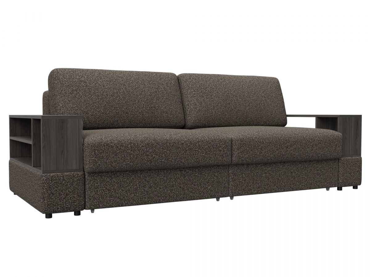 129065 Диван прямой с 2 полками Лига-055 НПБ | велюр | ness 07 коричневый