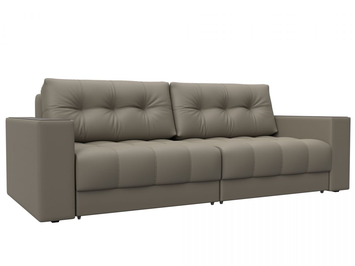 128398 Диван прямой с декором Лига-049 НПБ | экокожа | grifon 04 бежевый