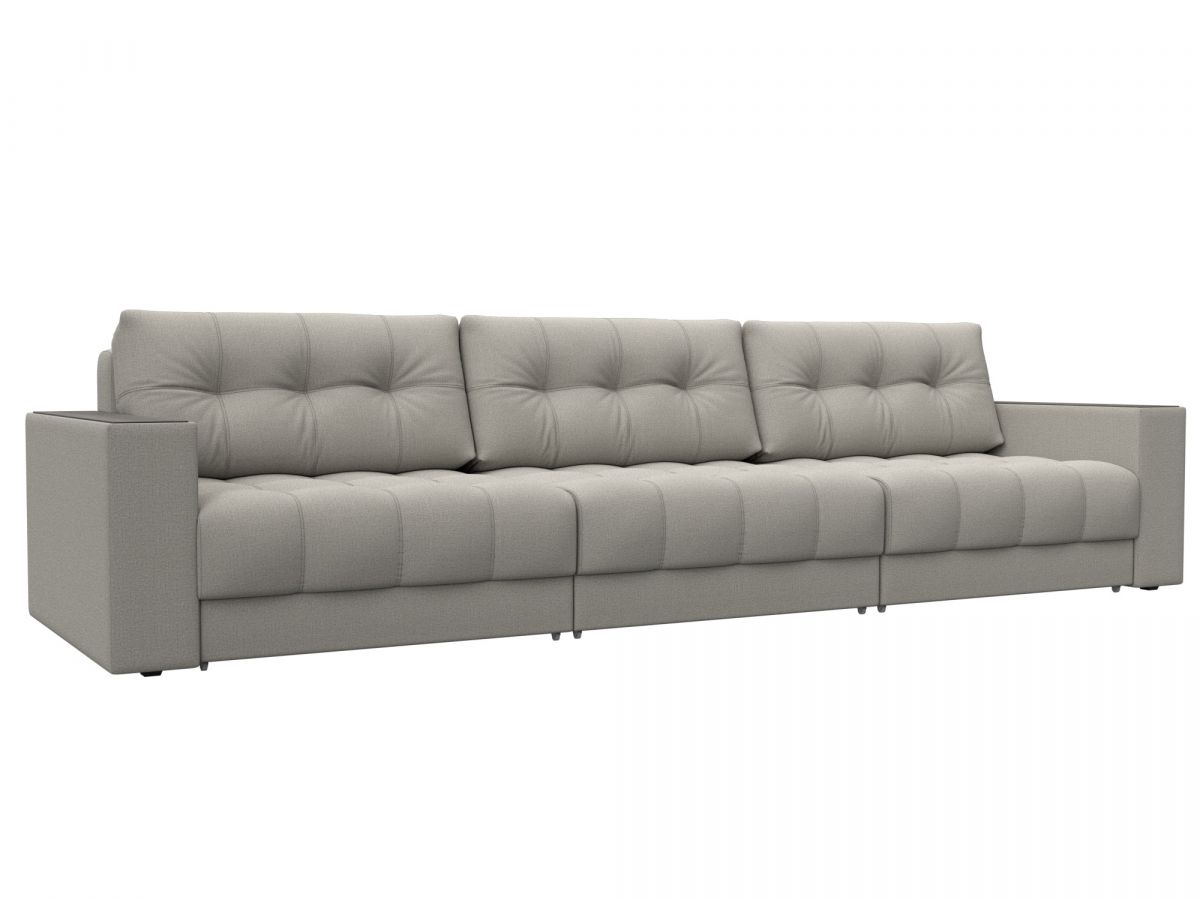 128416 Диван прямой с декором Лига-049 НПБ Лонг | рогожка | амур 02 бежевый