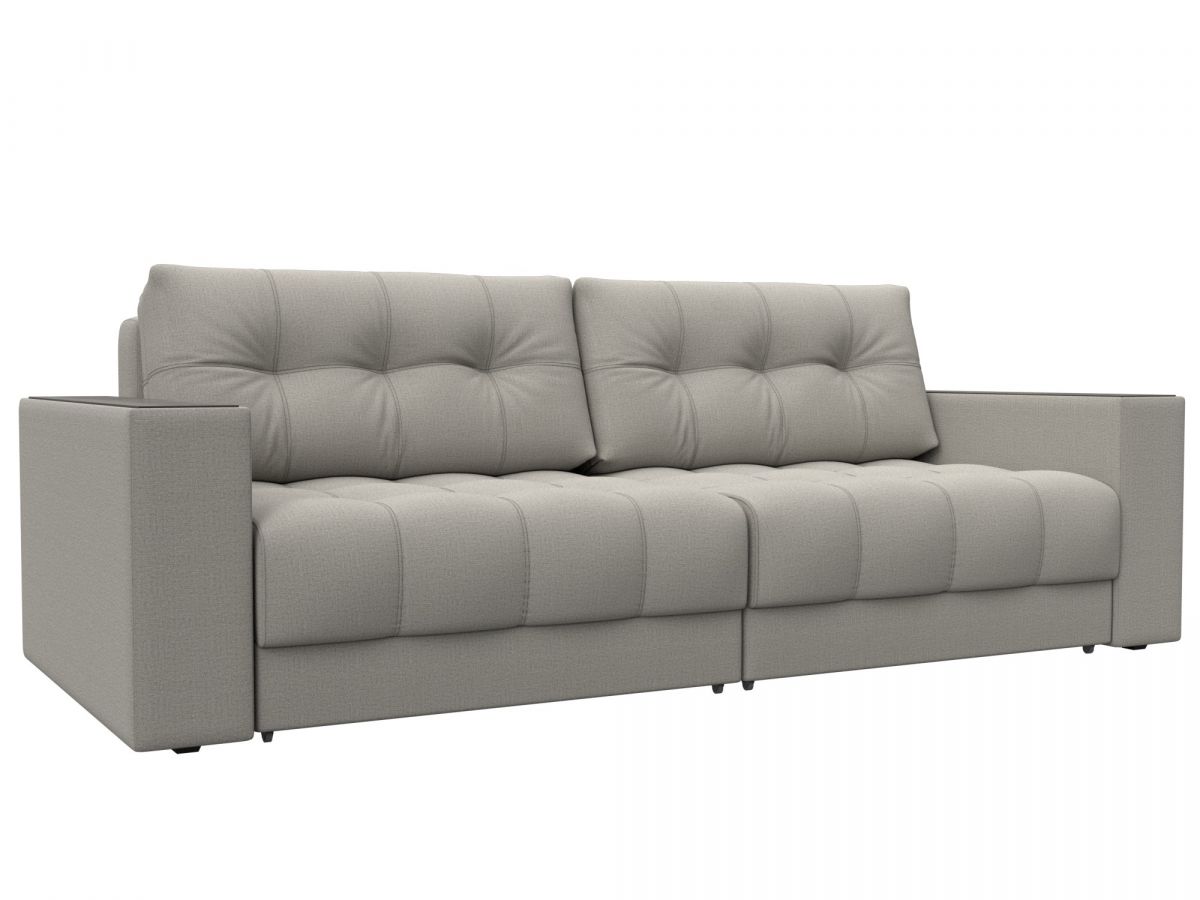 128382 Диван прямой с декором Лига-049 НПБ | рогожка | амур 02 бежевый