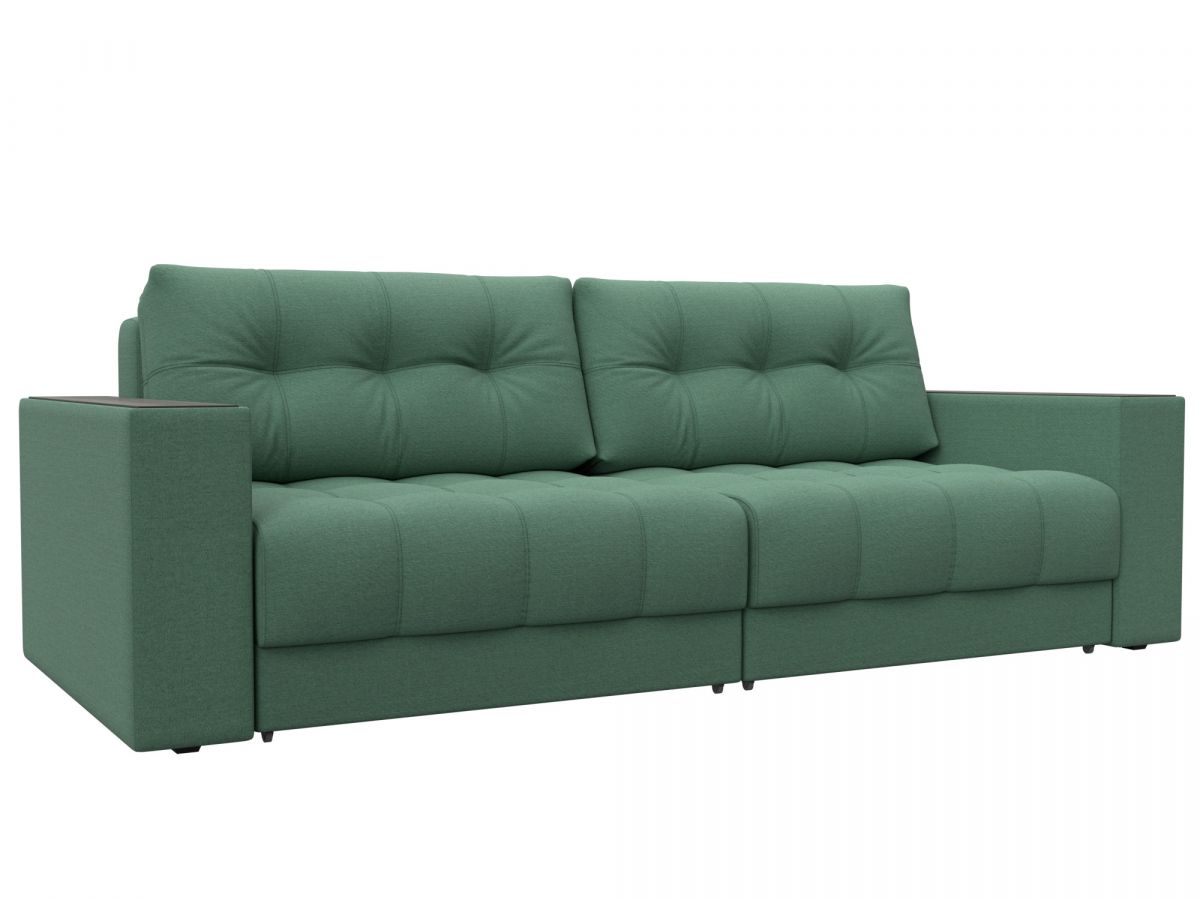 128386 Диван прямой с декором Лига-049 НПБ | рогожка | амур 11 зеленый