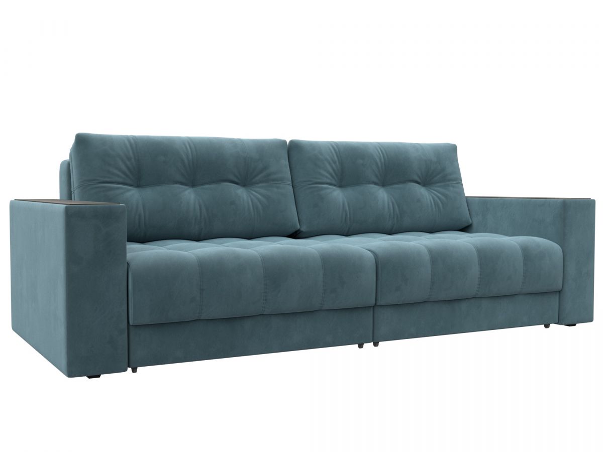 128388 Диван прямой с декором Лига-049 НПБ | велюр | seven 113 бирюзовый