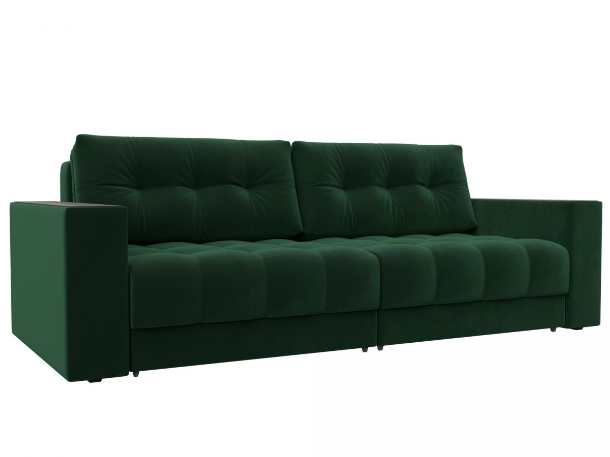 128389 Диван прямой с декором Лига-049 НПБ | велюр | seven 626 зеленый