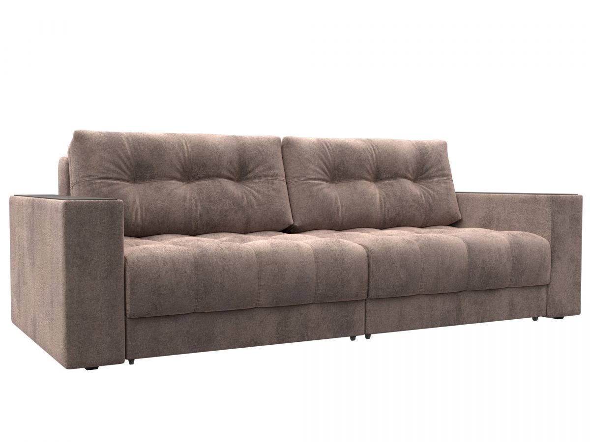 128404 Диван прямой с декором Лига-049 НПБ | велюр | tower 05 бежевый