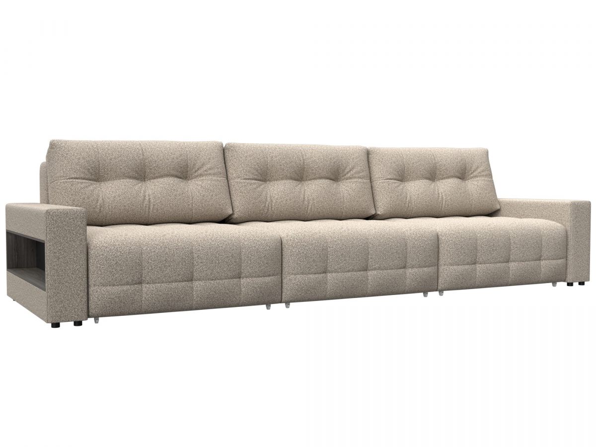 128927 Диван прямой с полками Лига-053 НПБ Лонг | велюр | ness 04 бежевый