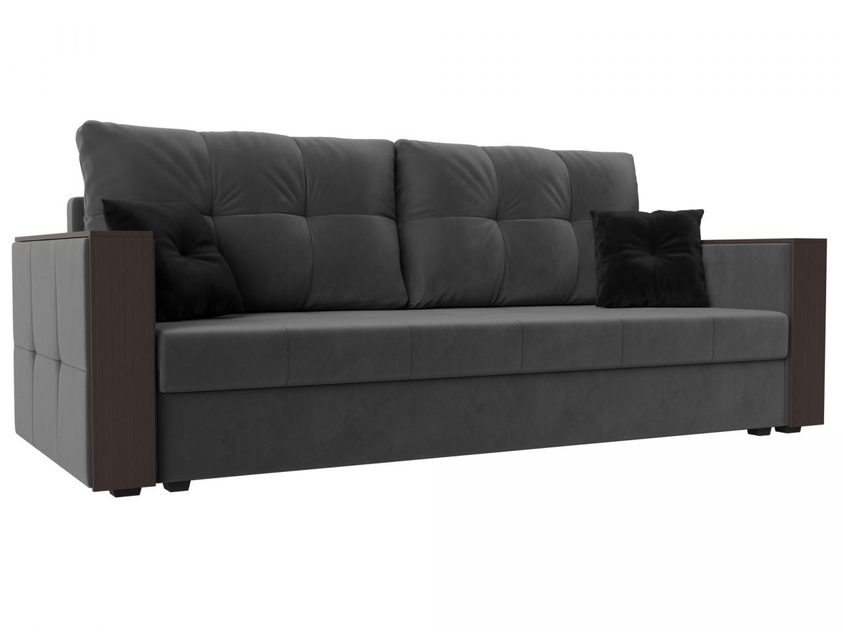 117215 Диван прямой Валенсия Лайт | велюр | серый