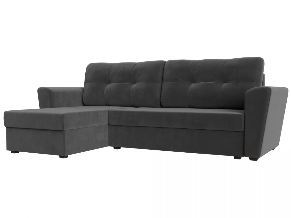 112453L Диван угловой Амстердам Лайт левый угол | велюр | серый