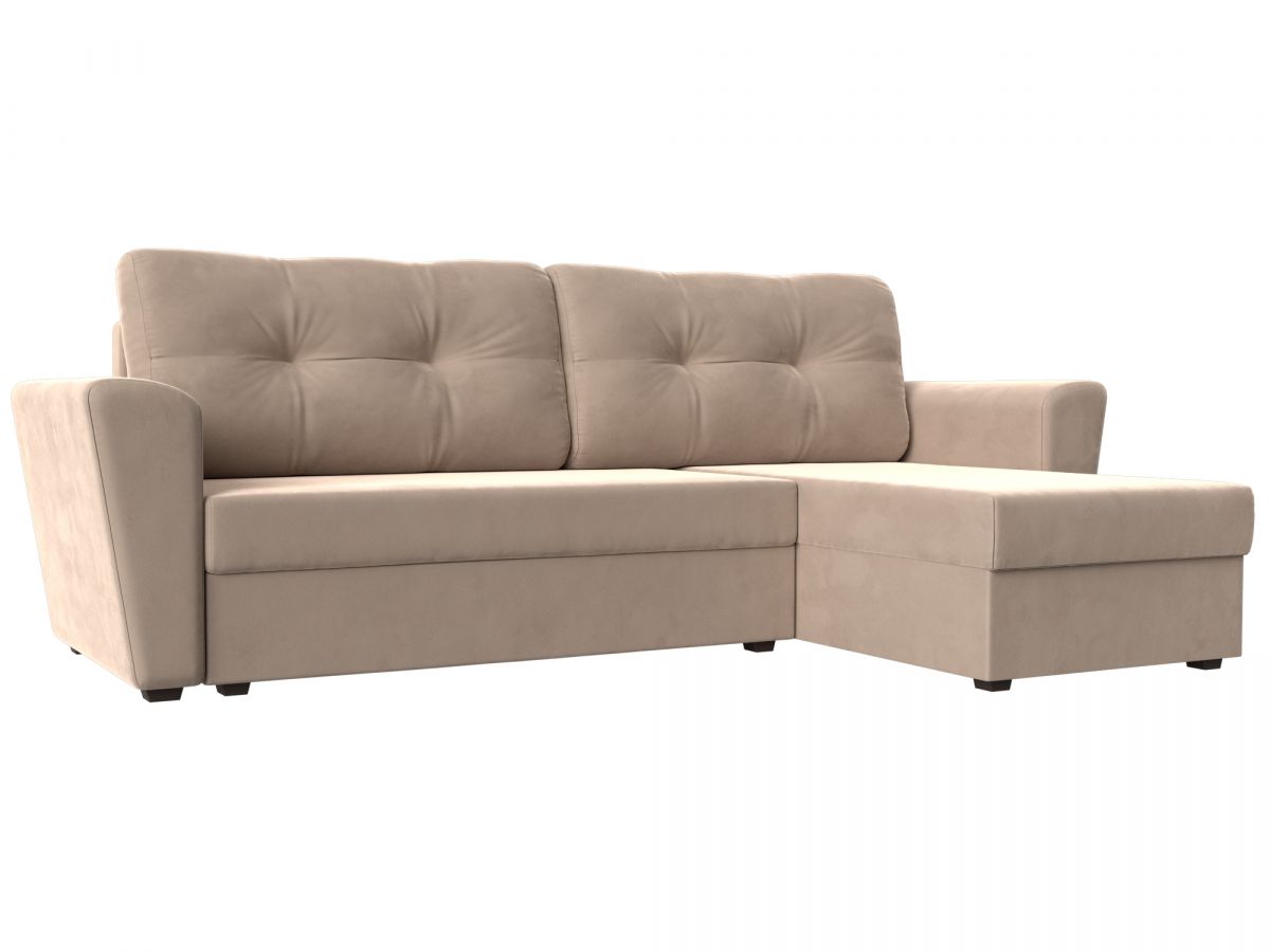 112448 Диван угловой Амстердам Лайт правый угол | велюр | бежевый