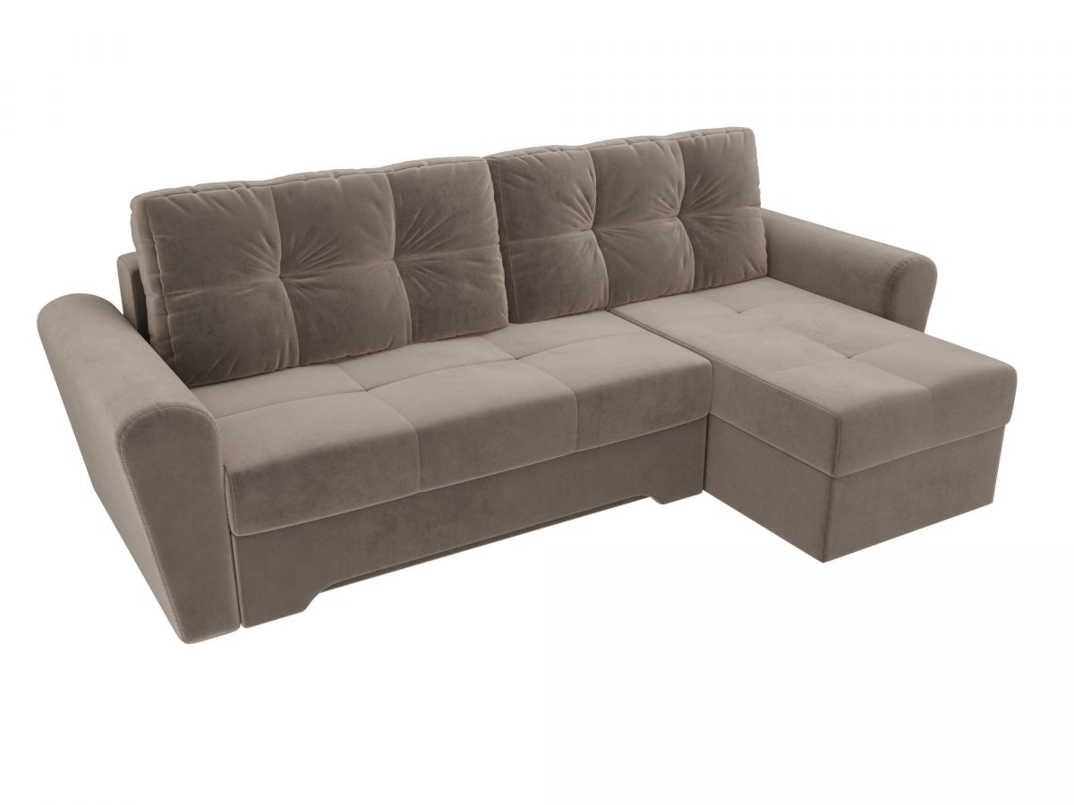 105067 Диван угловой Амстердам правый угол | велюр | коричневый