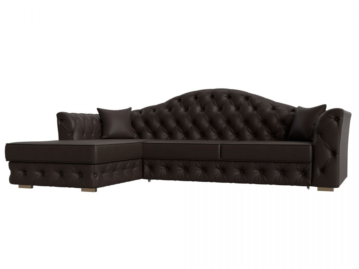 121635L Диван угловой Артис левый угол | экокожа | коричневый