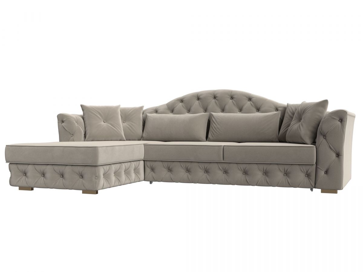 121594L Диван угловой Артис левый угол | микровельвет | бежевый