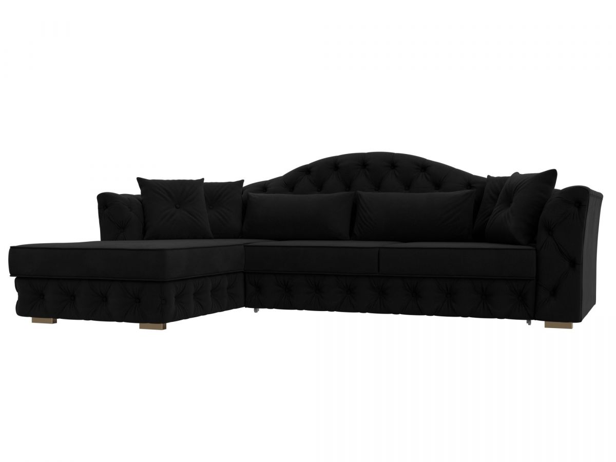 121599L Диван угловой Артис левый угол | микровельвет | черный