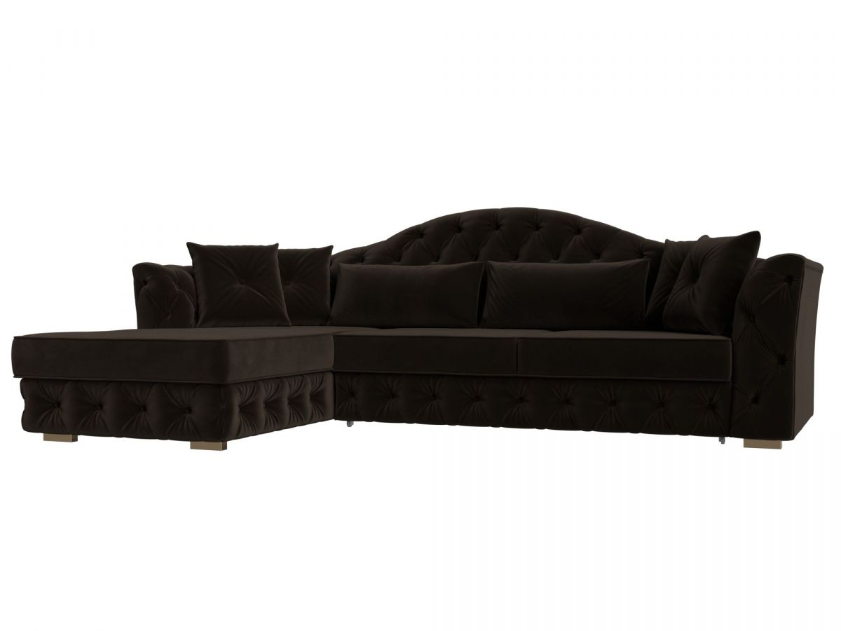 121597L Диван угловой Артис левый угол | микровельвет | коричневый