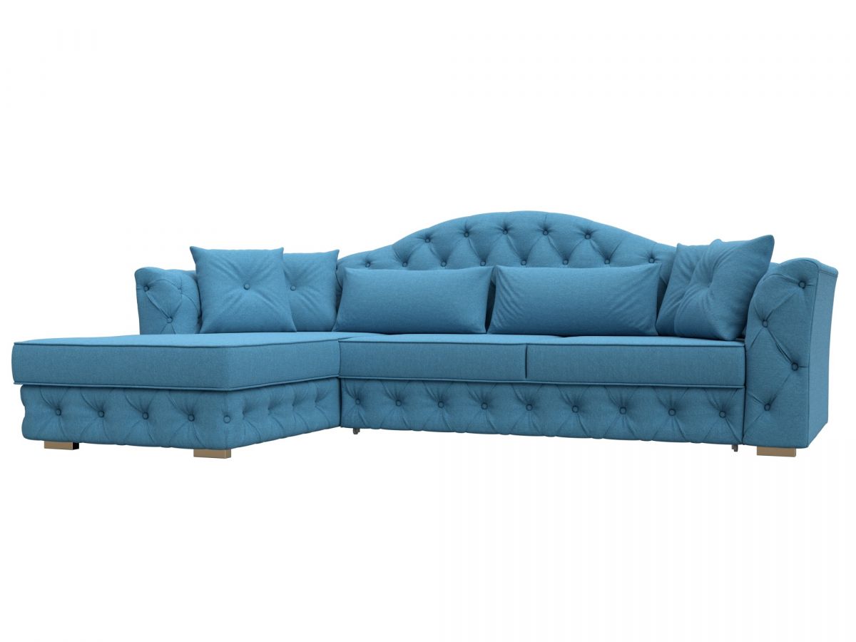 123402L Диван угловой Артис левый угол | рогожка | амур голубой