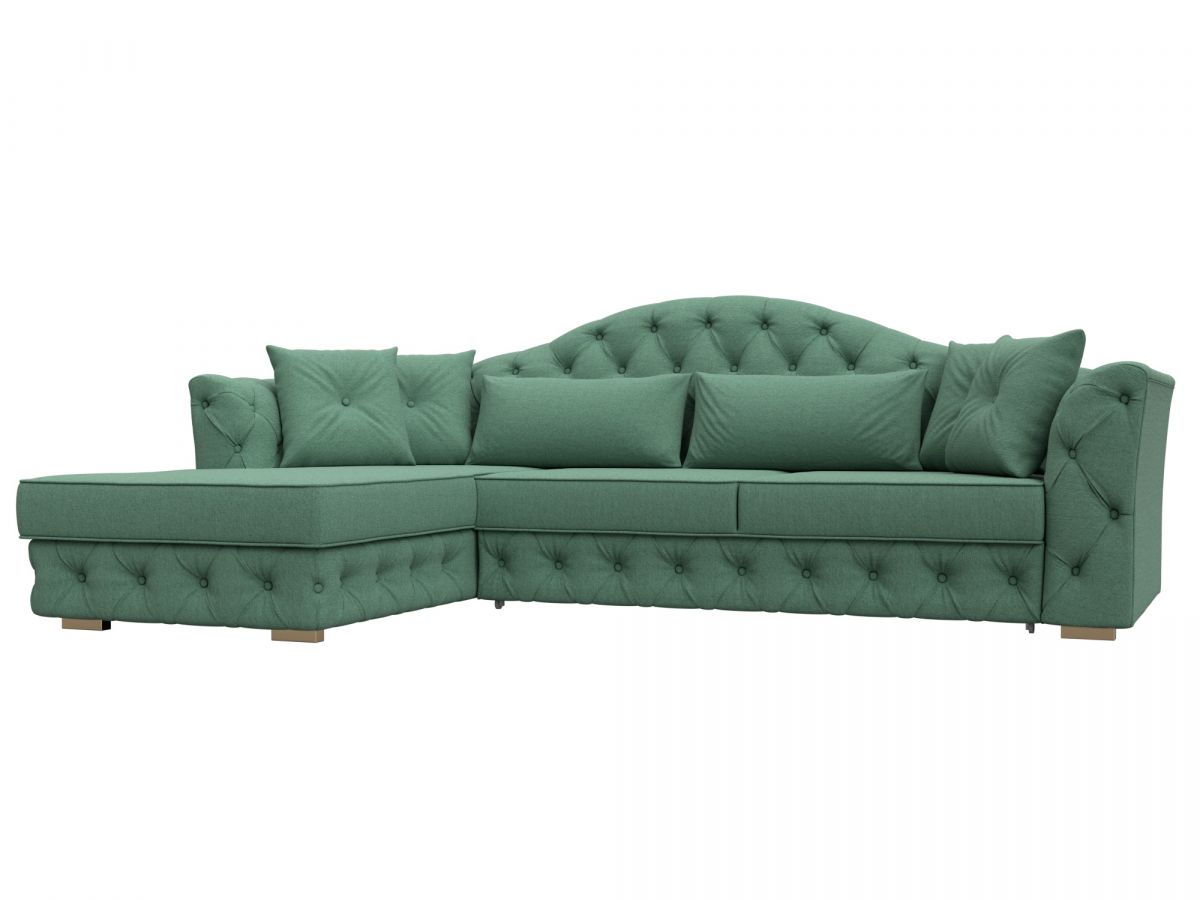 123401L Диван угловой Артис левый угол | рогожка | амур зеленый