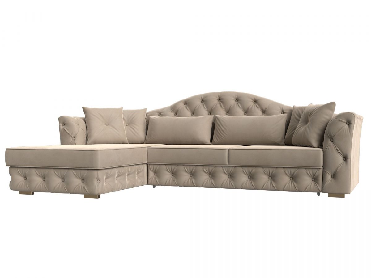 121585L Диван угловой Артис левый угол | велюр | бежевый