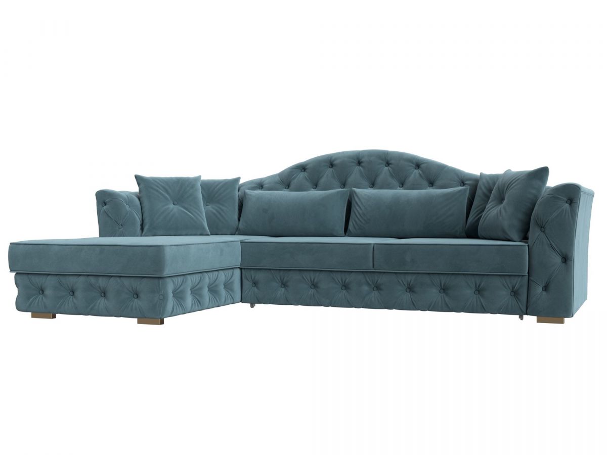 121583L Диван угловой Артис левый угол | велюр | бирюзовый