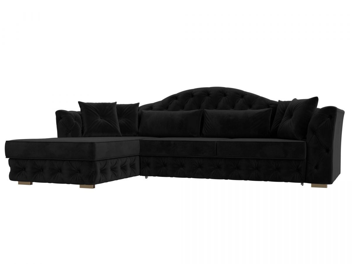 121581L Диван угловой Артис левый угол | велюр | черный