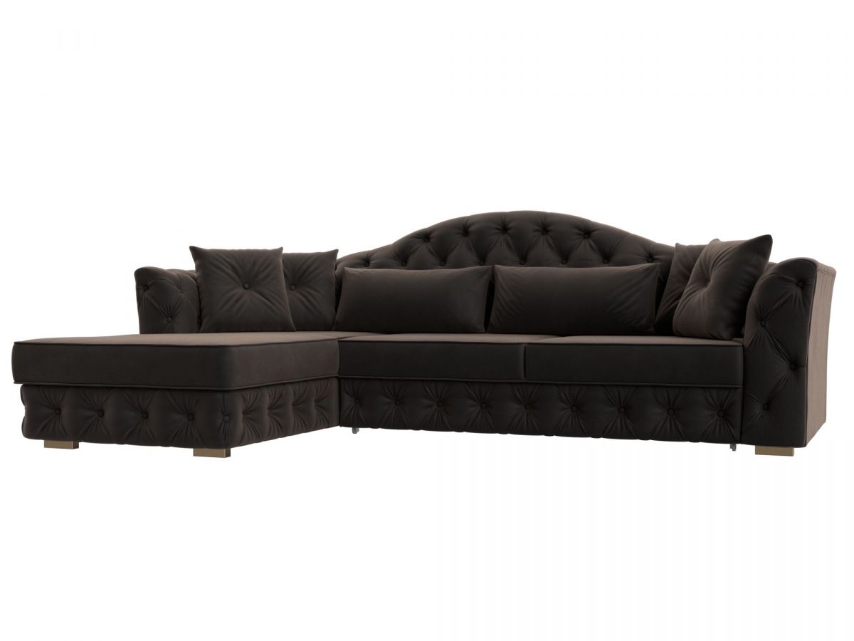 121582L Диван угловой Артис левый угол | велюр | коричневый