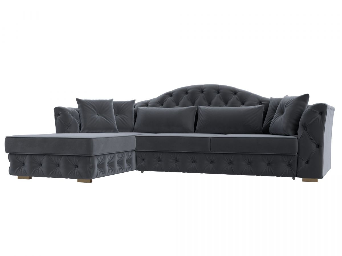 121586L Диван угловой Артис левый угол | велюр | серый