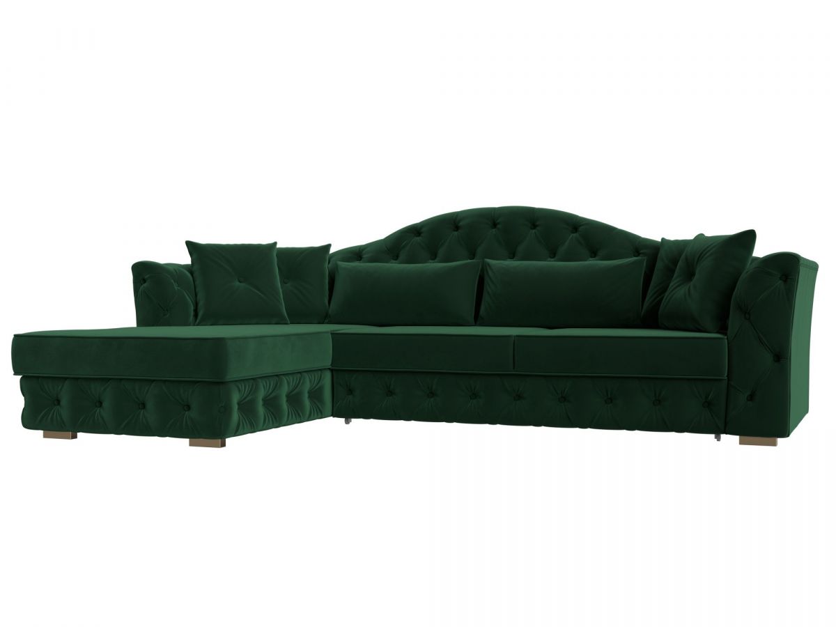 121584L Диван угловой Артис левый угол | велюр | зеленый