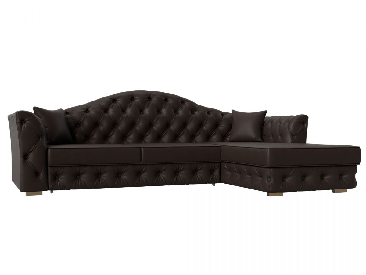 121635 Диван угловой Артис правый угол | экокожа | коричневый