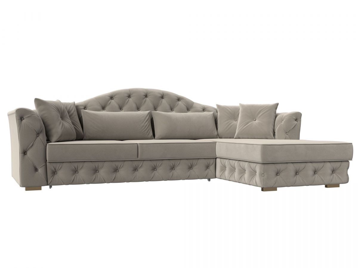 121594 Диван угловой Артис правый угол | микровельвет | бежевый