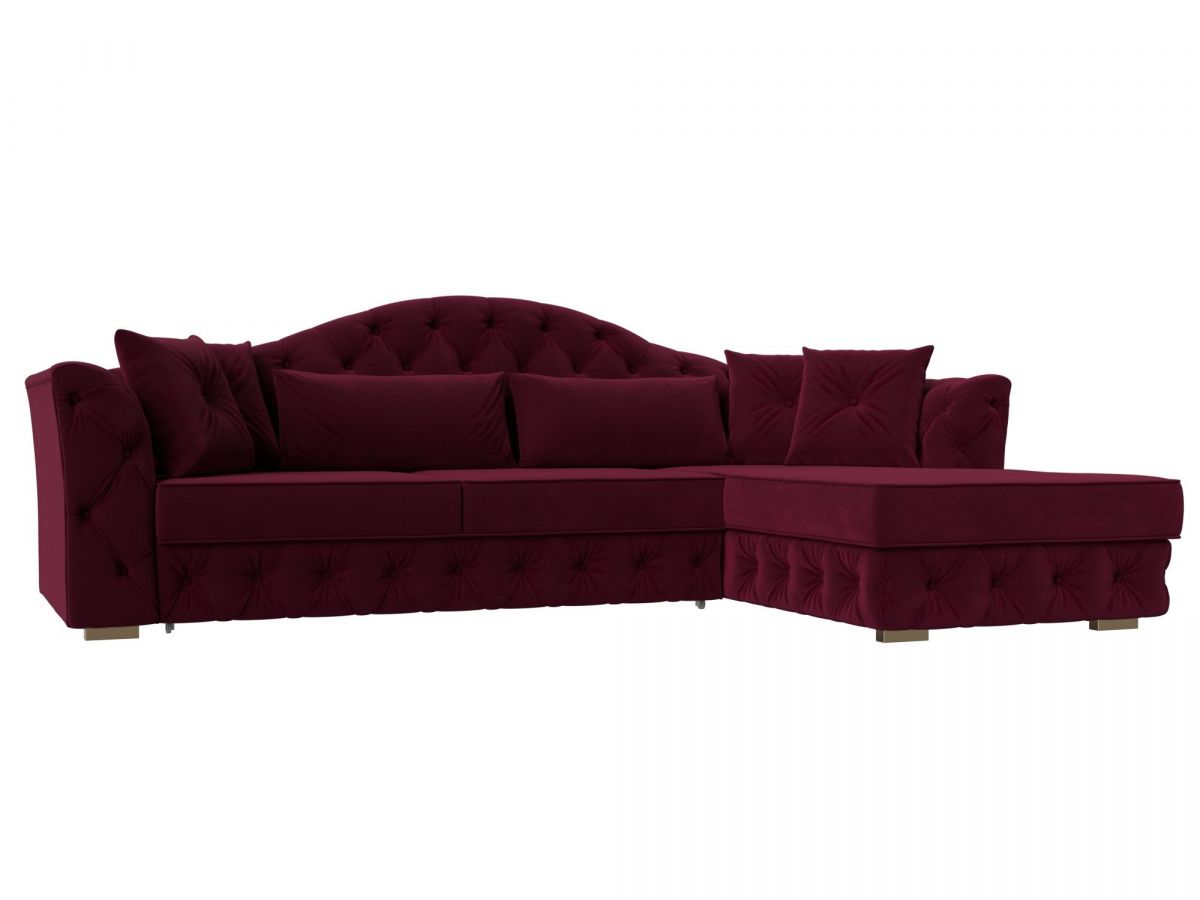 121600 Диван угловой Артис правый угол | микровельвет | бордовый