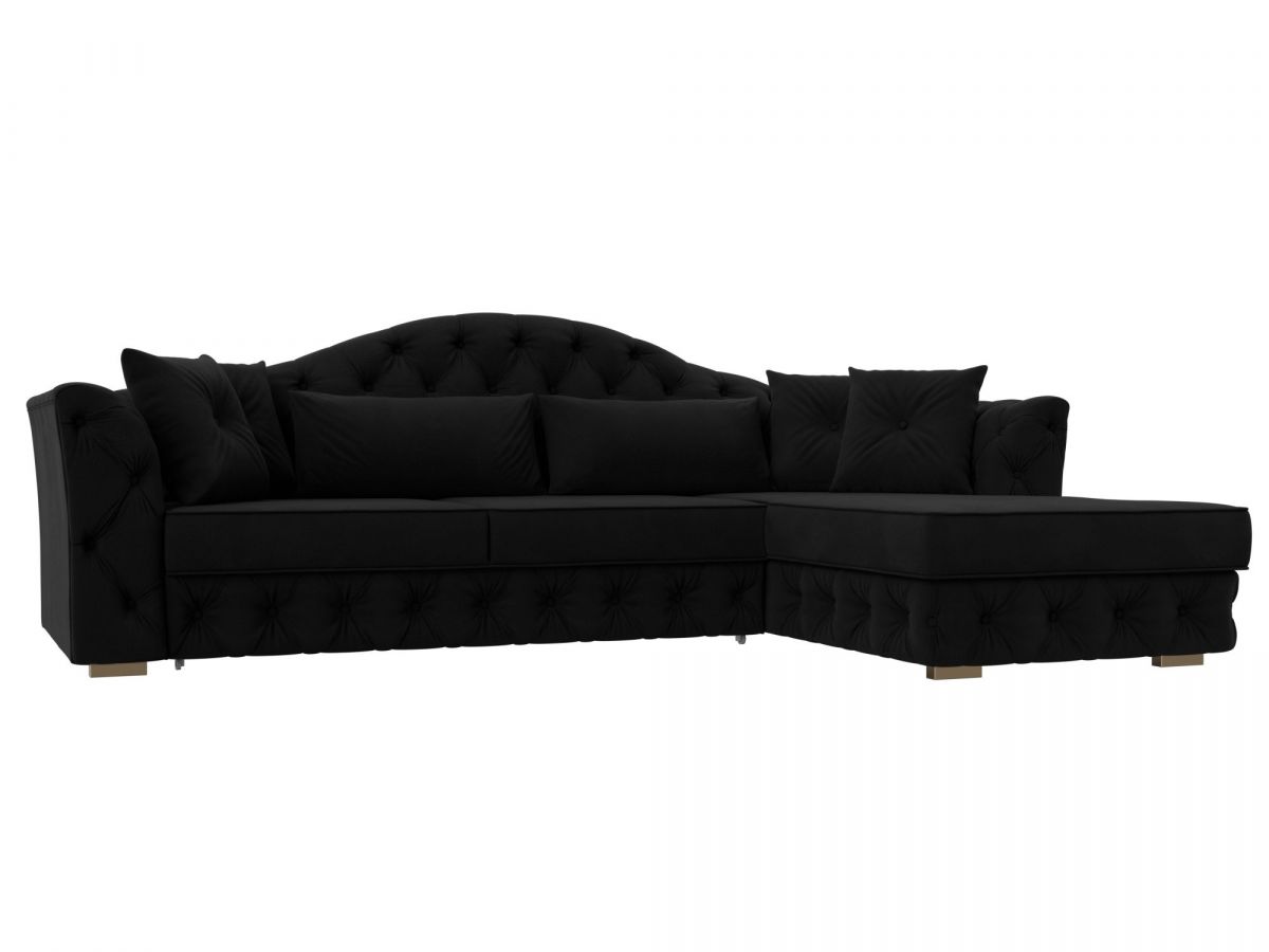 121599 Диван угловой Артис правый угол | микровельвет | черный