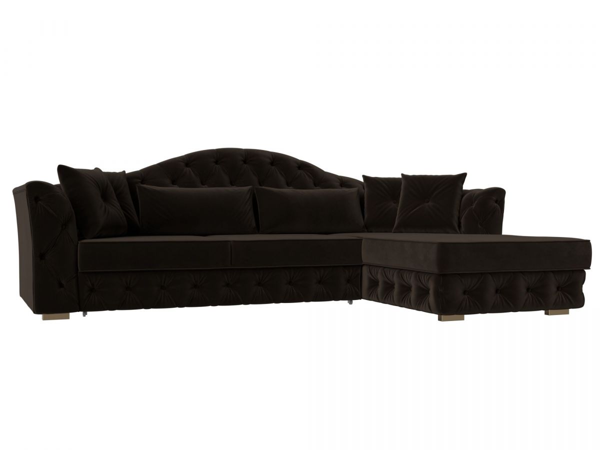 121597 Диван угловой Артис правый угол | микровельвет | коричневый