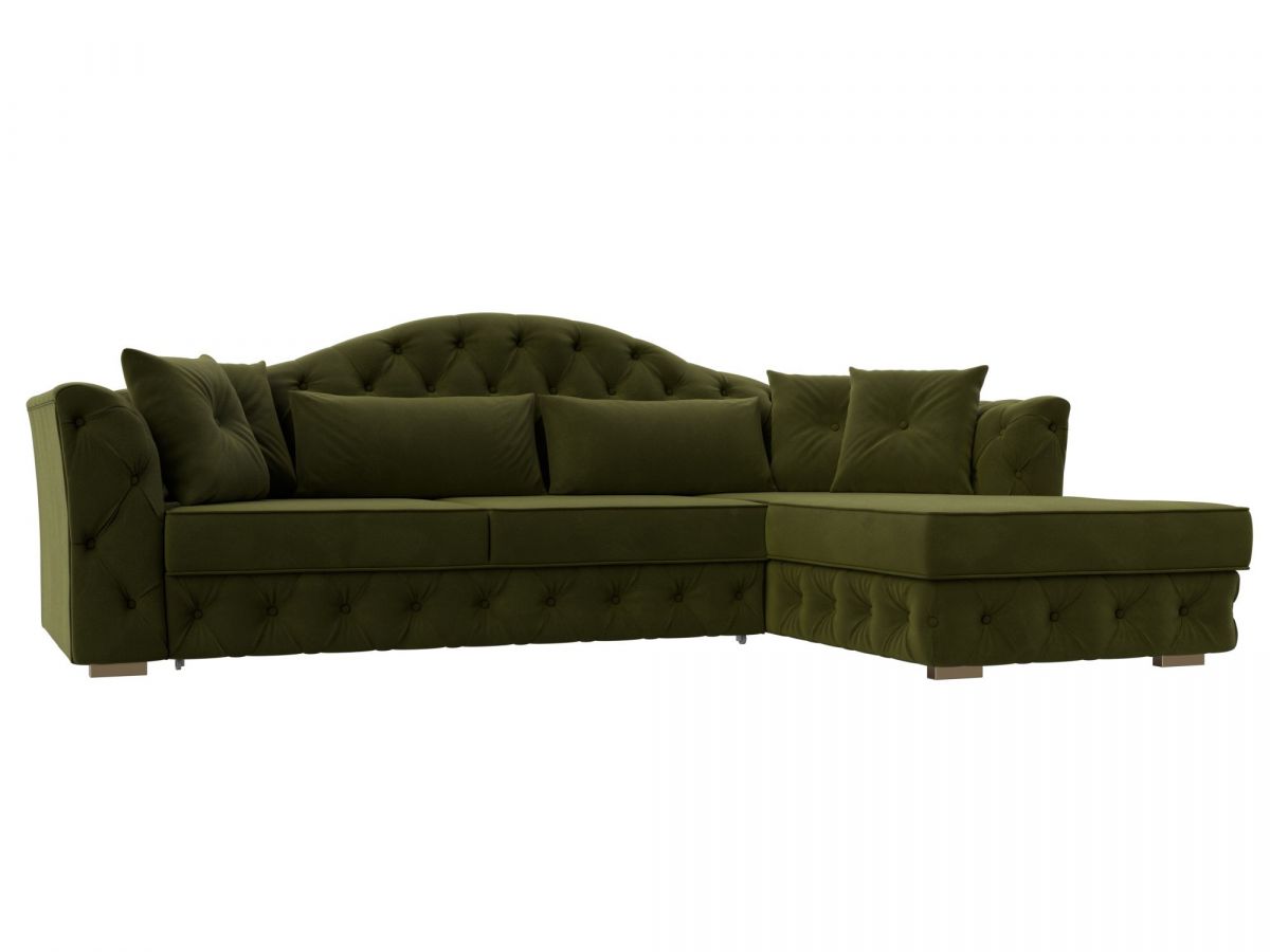121596 Диван угловой Артис правый угол | микровельвет | зеленый