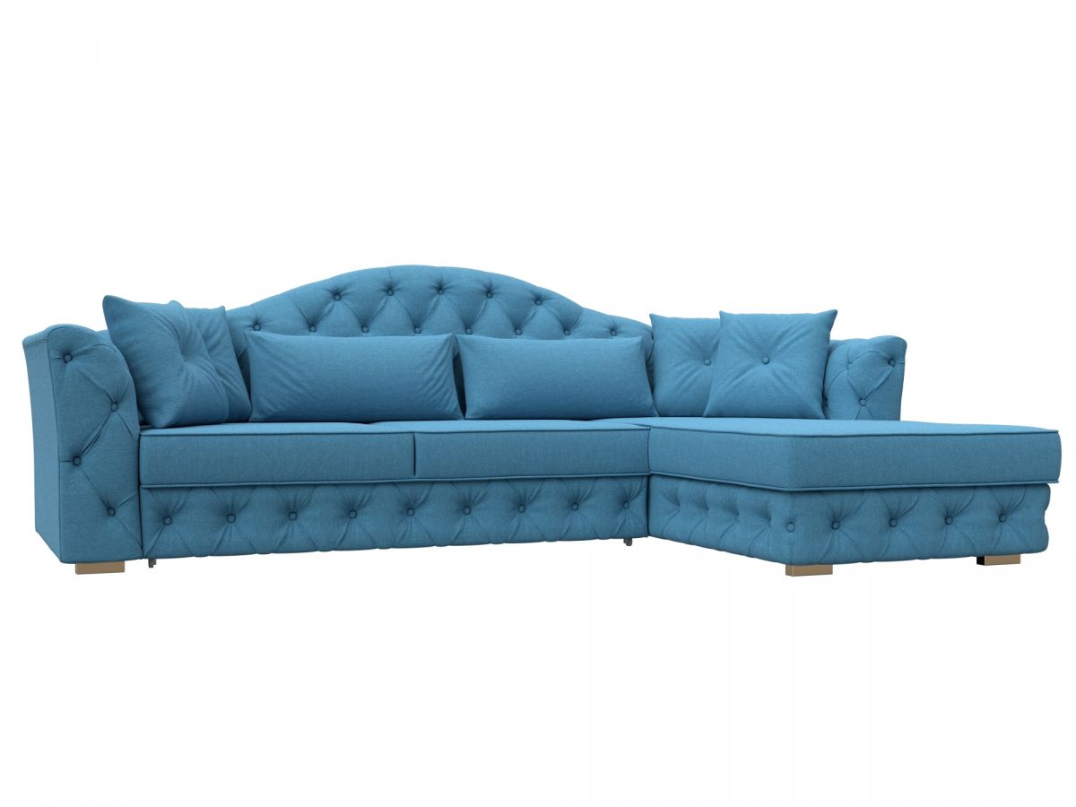 123402 Диван угловой Артис правый угол | рогожка | амур голубой