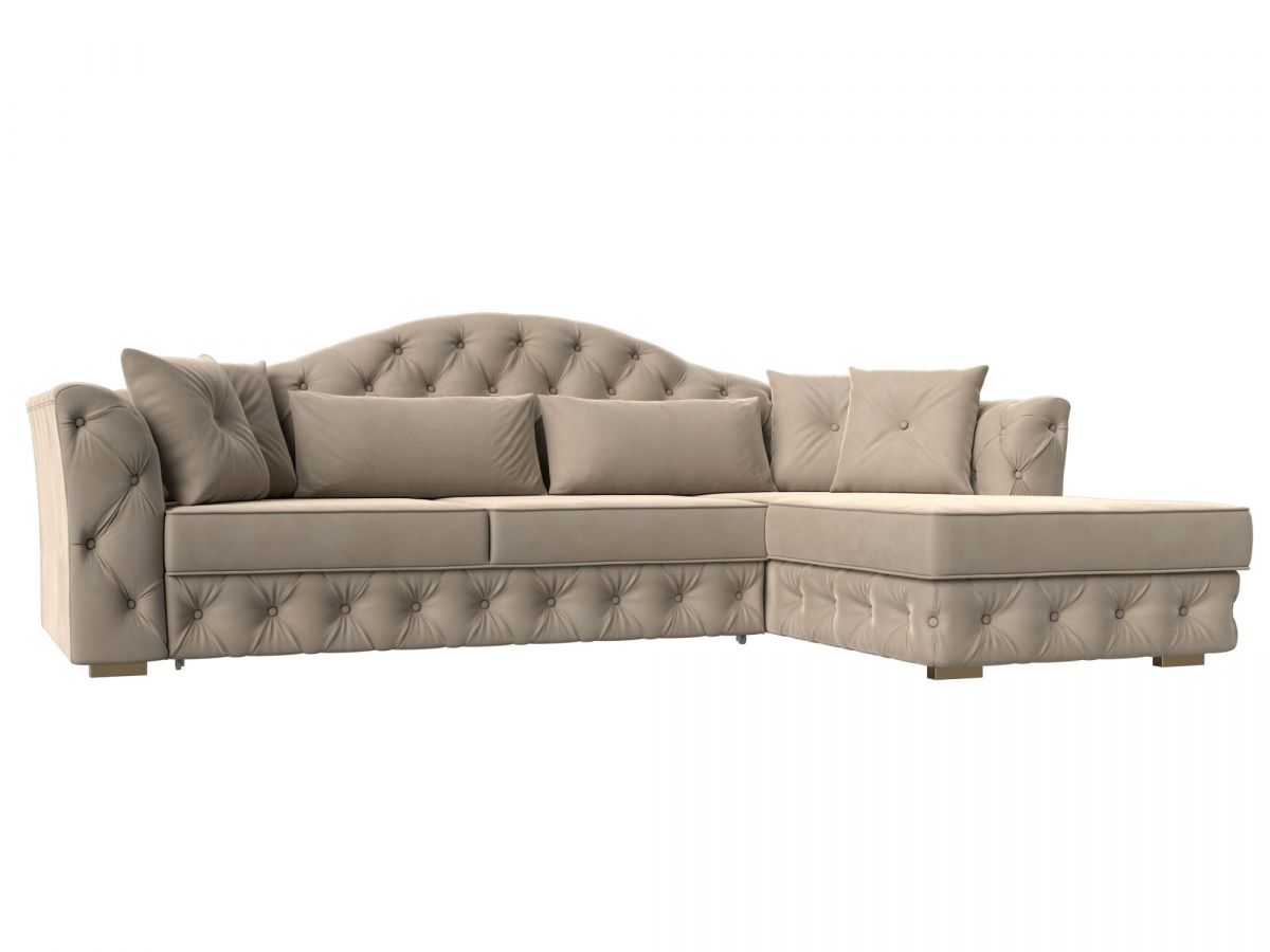 121585 Диван угловой Артис правый угол | велюр | бежевый