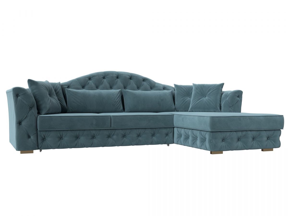 121583 Диван угловой Артис правый угол | велюр | бирюзовый