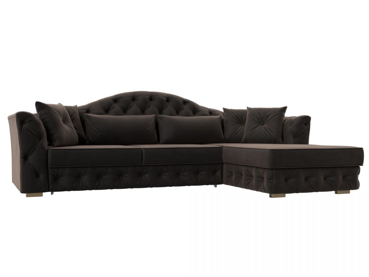 121582 Диван угловой Артис правый угол | велюр | коричневый