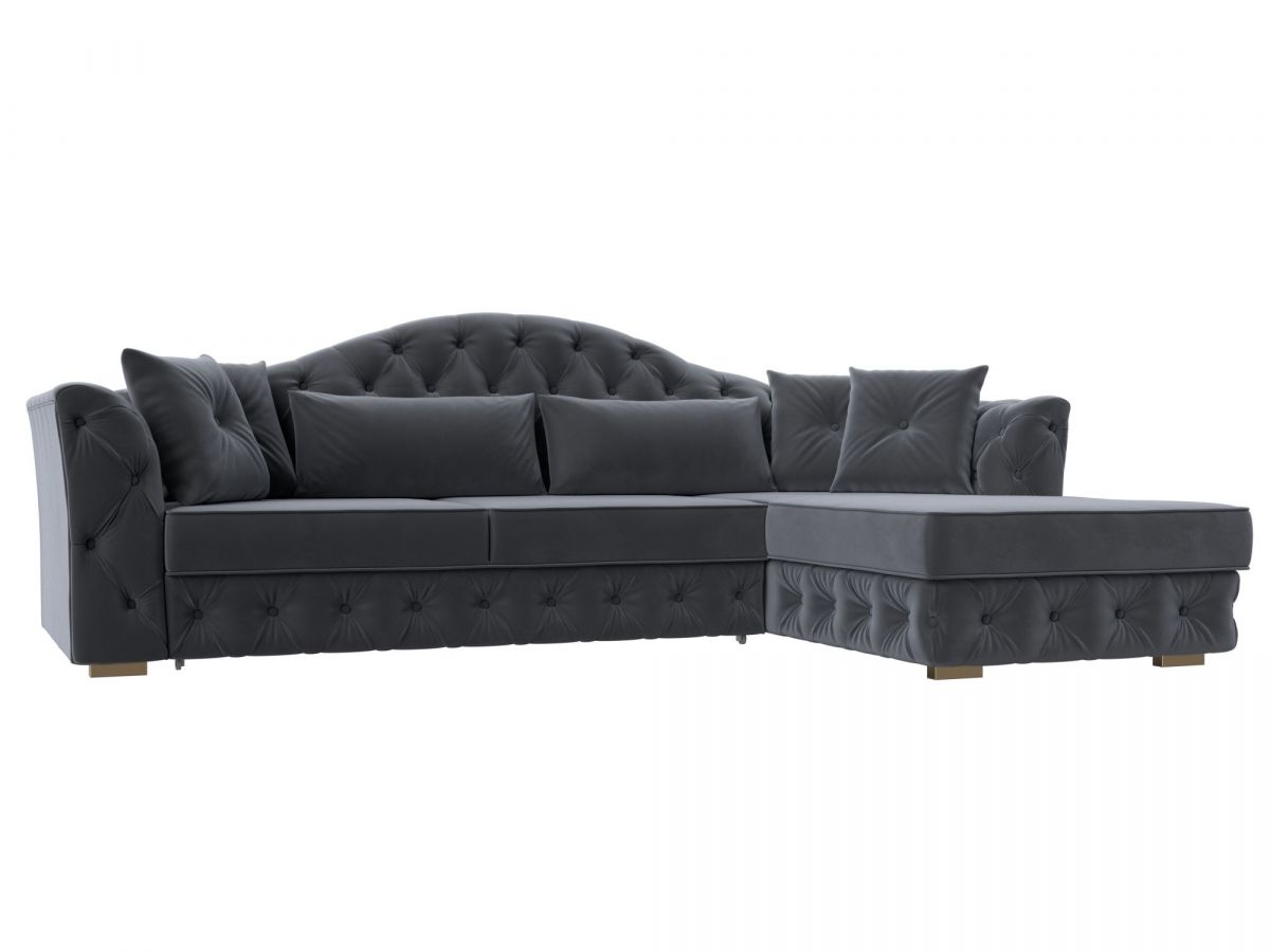 121586 Диван угловой Артис правый угол | велюр | серый