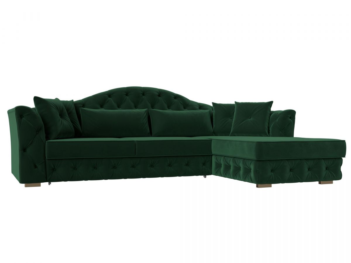 121584 Диван угловой Артис правый угол | велюр | зеленый