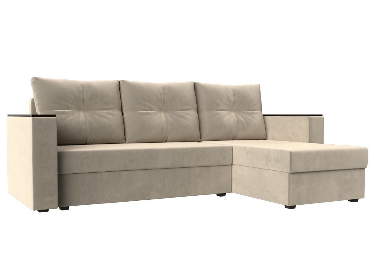 117041 Диван угловой Атланта Лайт Б-С правый угол | микровельвет | бежевый